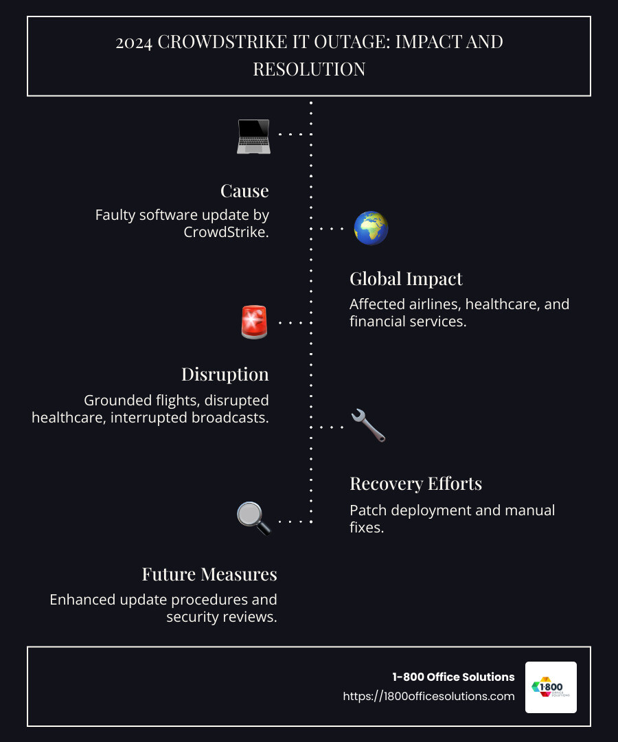 Infographic showing sectors affected by the 2024 CrowdStrike outage and mitigation efforts - Explaining the largest IT outage in history and what's next infographic infographic-line-5-steps-dark Infographic showing sectors affected by the 2024 CrowdStrike outage and mitigation efforts - Explaining the largest IT outage in history and what's next infographic infographic-line-5-steps-dark