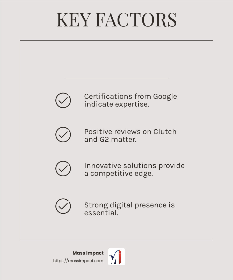Positive reviews on platforms like Clutch and G2 are crucial indicators of a company's reliability. - online marketing company infographic checklist-light-beige