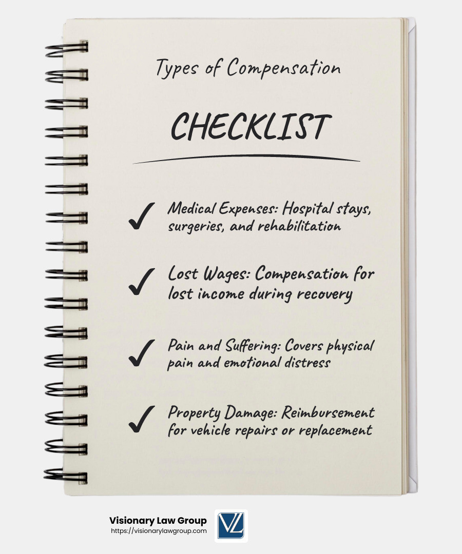 Example of Compensation Categories - personal injury car accidents infographic checklist-notebook
