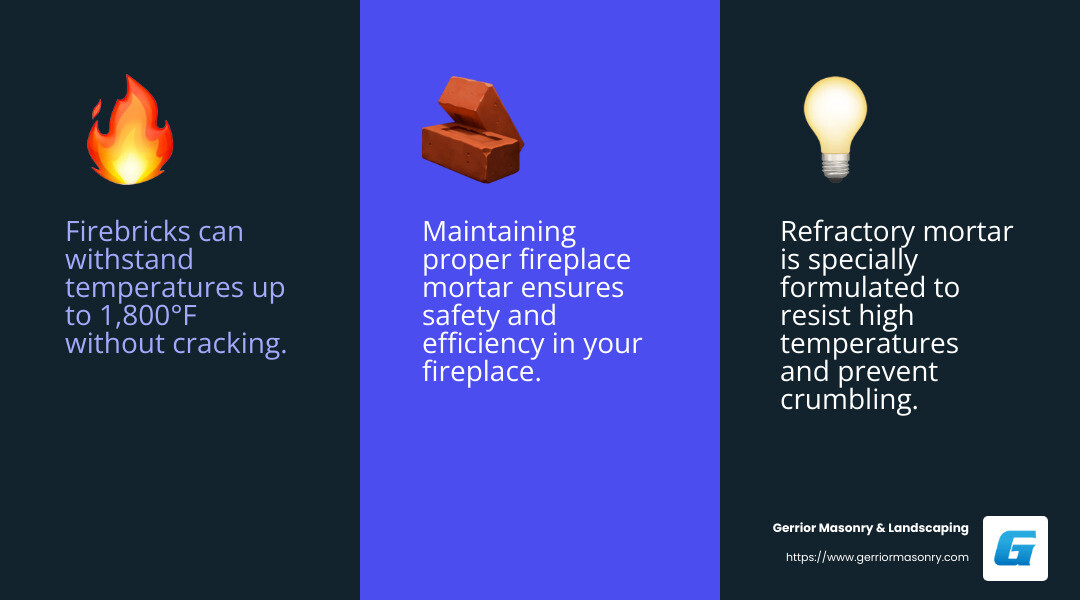 Refractory mortar is key in maintaining safe and efficient fireplaces. - fireplace mortar repair infographic 3_facts_emoji_blue