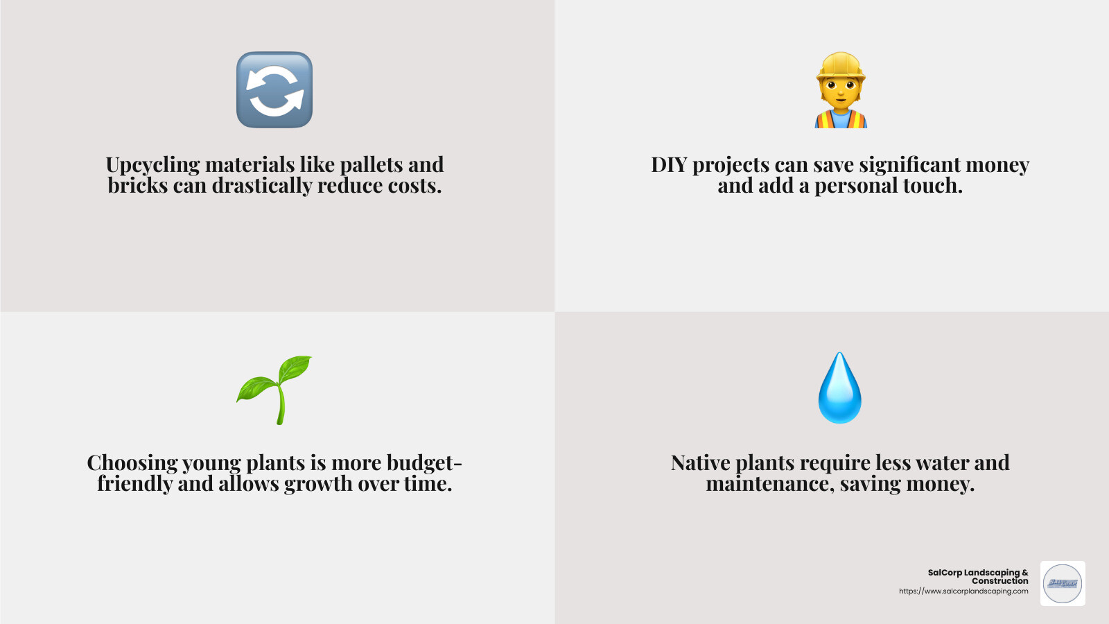 Affordable Landscaping Tips - landscaping norwood ma infographic 4_facts_emoji_grey