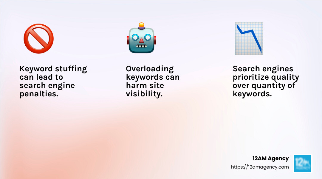 Keyword stuffing can lead to search engine penalties, harming your site's visibility. - how to check keyword density infographic 3_facts_emoji_light-gradient