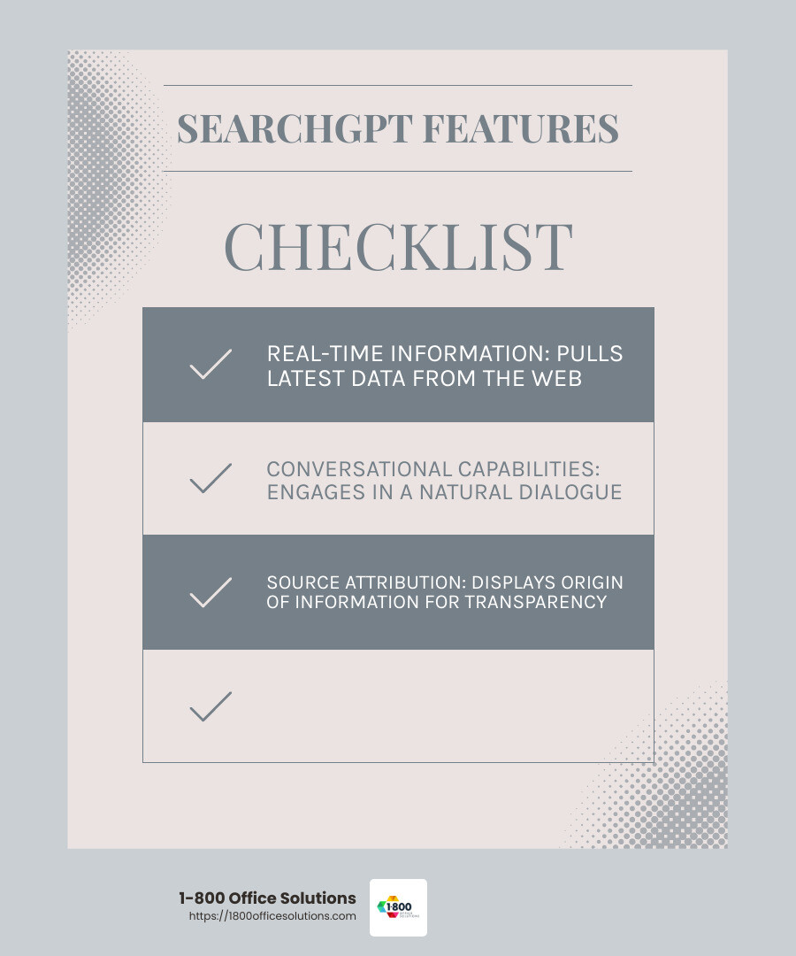 SearchGPT's source attribution feature ensures transparency and reliability. - SearchGPT explained: Details about OpenAI's search engine infographic checklist-light-blue-grey SearchGPT's source attribution feature ensures transparency and reliability. - SearchGPT explained: Details about OpenAI's search engine infographic checklist-light-blue-grey