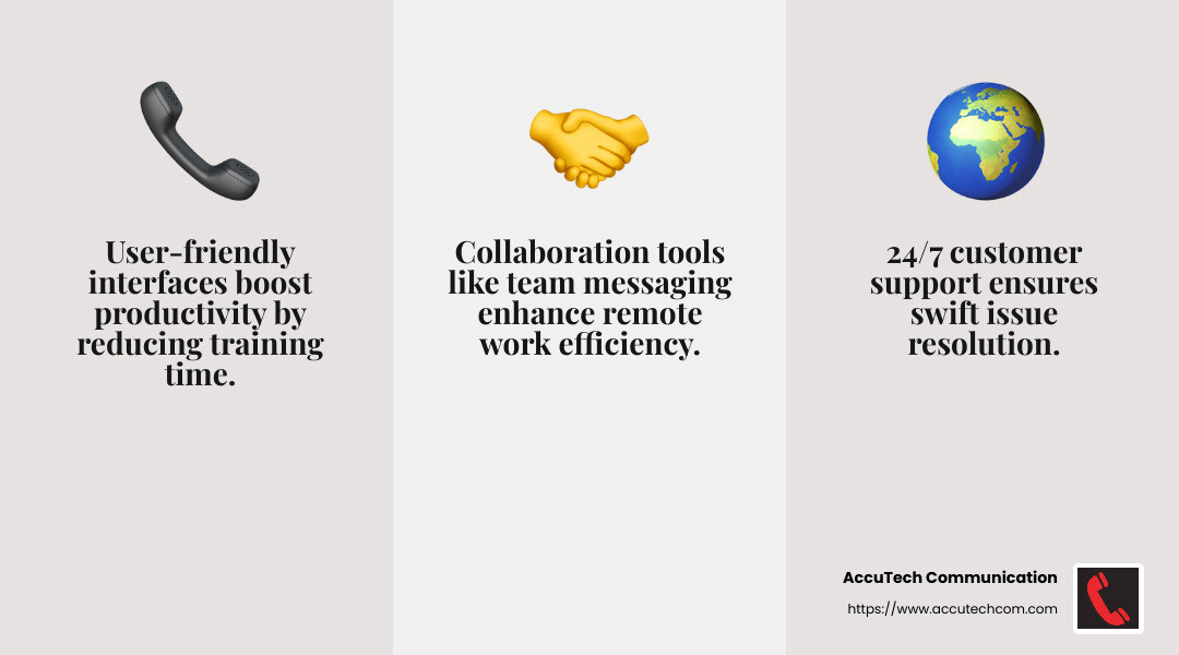 Collaboration Features Boost Productivity - phone services for business infographic 3_facts_emoji_grey