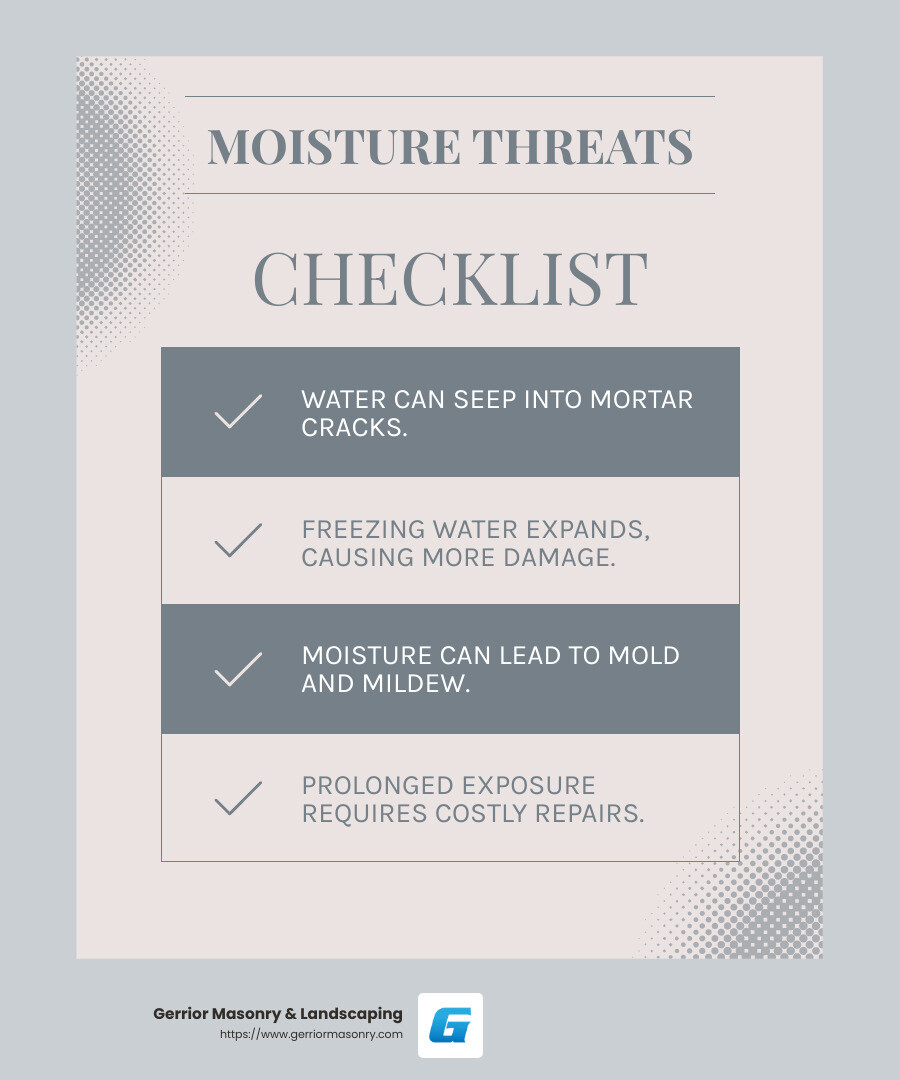 Moisture can lead to costly repairs if not addressed early - chimney pointing infographic checklist-light-blue-grey