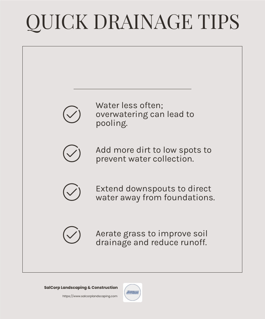 Aerating your lawn improves water drainage and promotes healthier grass growth. - outdoor water drainage solutions infographic checklist-light-beige