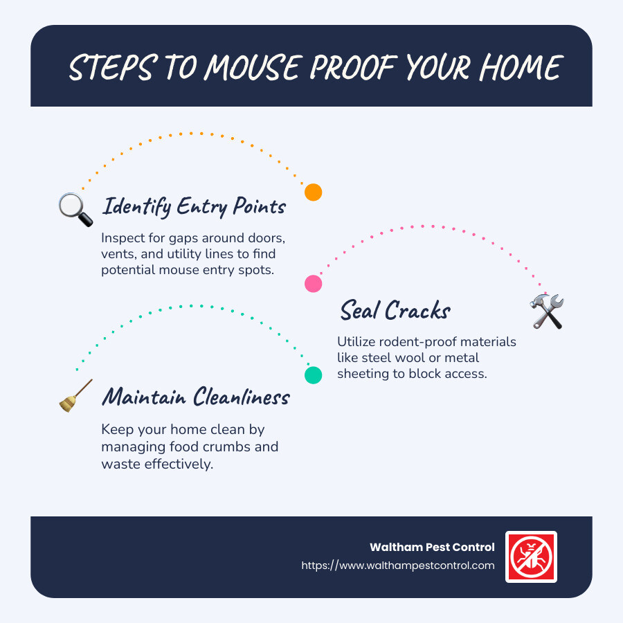 Steps to mouse proof your home infographic - mouse proofing services near me infographic infographic-line-3-steps-blues-accent_colors