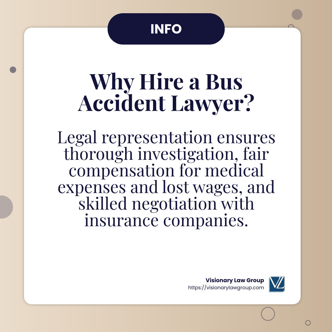 In a bus accident case, compensation can cover medical expenses, lost wages, and more. - bus accident lawyer infographic simple-info-card