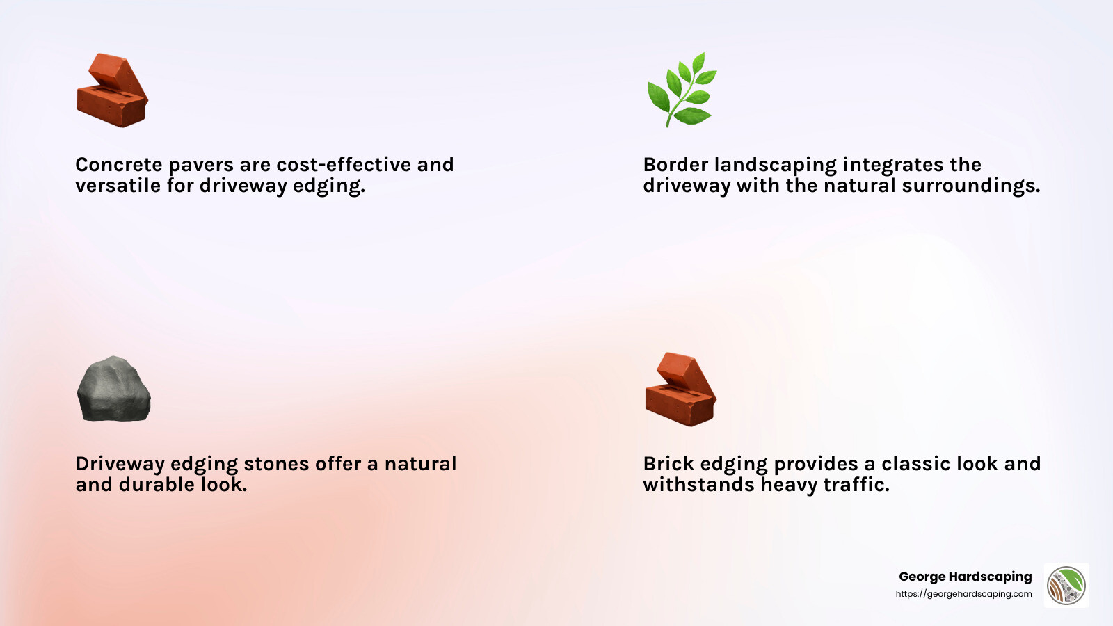 Durable and versatile choices for driveway edging - driveway edging pavers infographic 4_facts_emoji_light-gradient