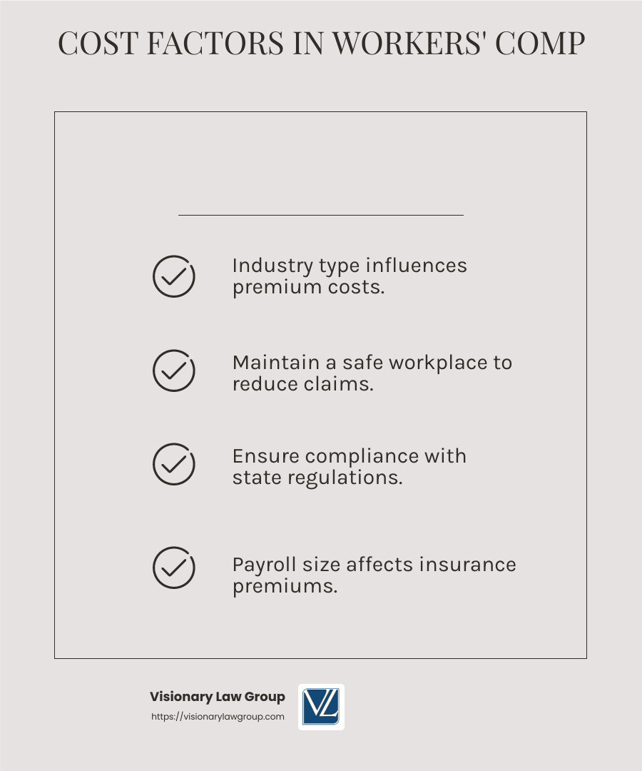 Experience Modification Rate can significantly impact your insurance costs - workers comp insurance companies infographic checklist-light-beige