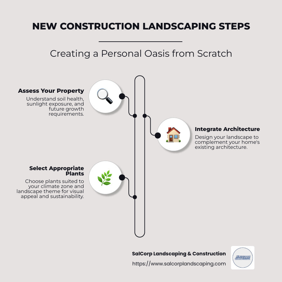 overview of new construction landscaping steps infographic - new construction landscaping infographic infographic-line-3-steps-neat_beige