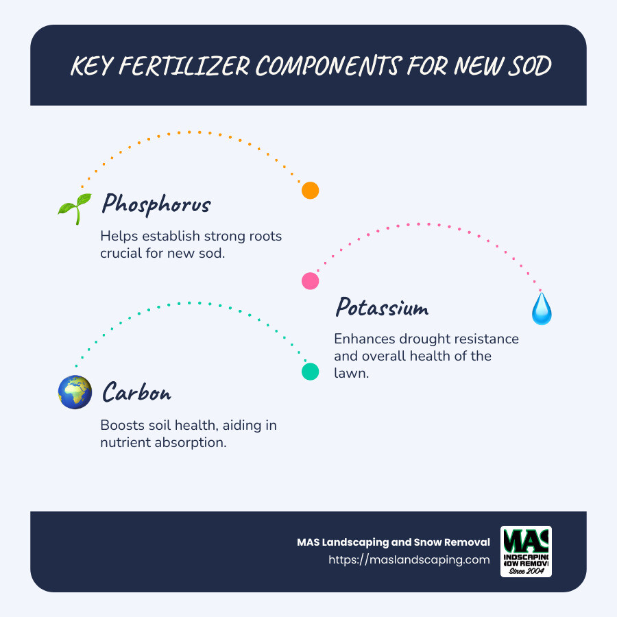 infographic showing fertilizer impact on sod health and growth - best fertilizer for new sod infographic infographic-line-3-steps-blues-accent_colors