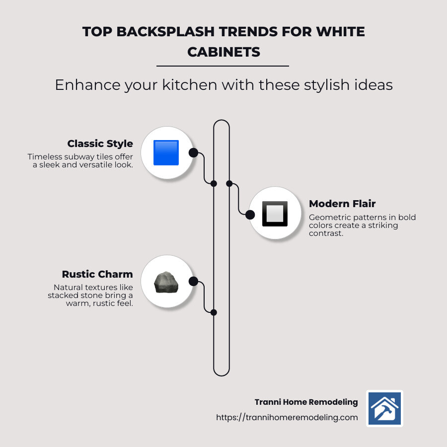 Infographic on backsplash ideas for white cabinets - backsplash ideas for white cabinets infographic infographic-line-3-steps-neat_beige
