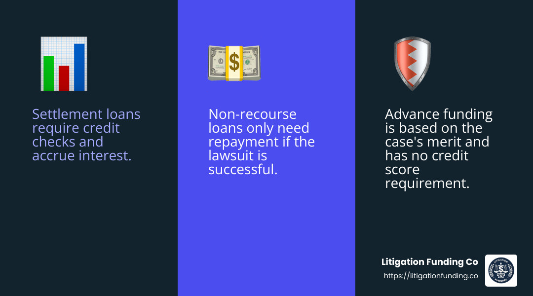 Advance funding is effectively the purchase of an interest in an award. - borrow money against my lawsuit infographic 3_facts_emoji_blue