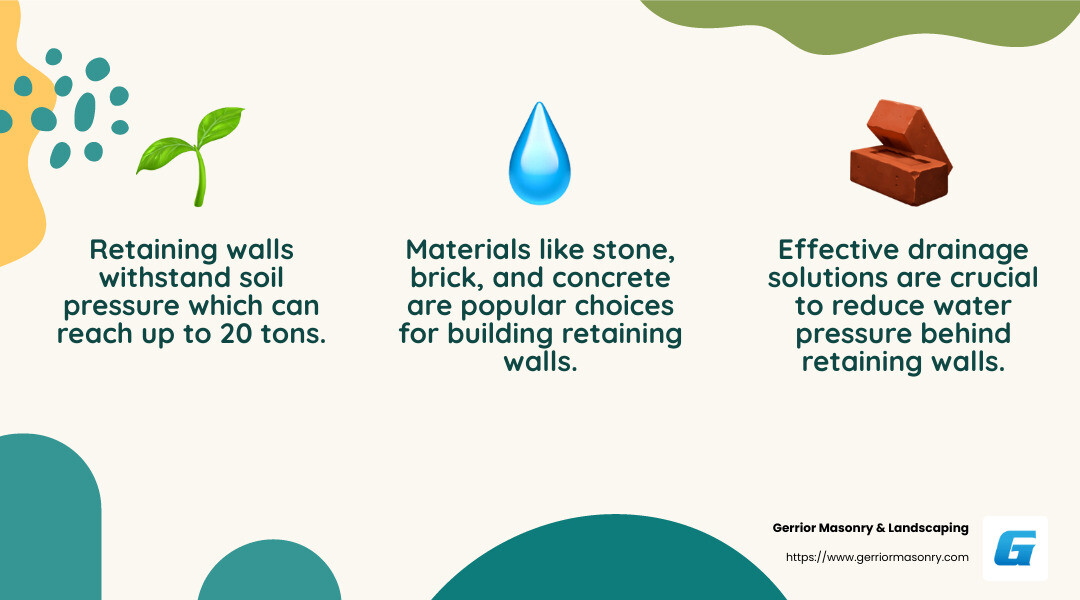 Understanding retaining walls: soil pressure and construction techniques - retaining wall repair near me infographic 3_facts_emoji_nature