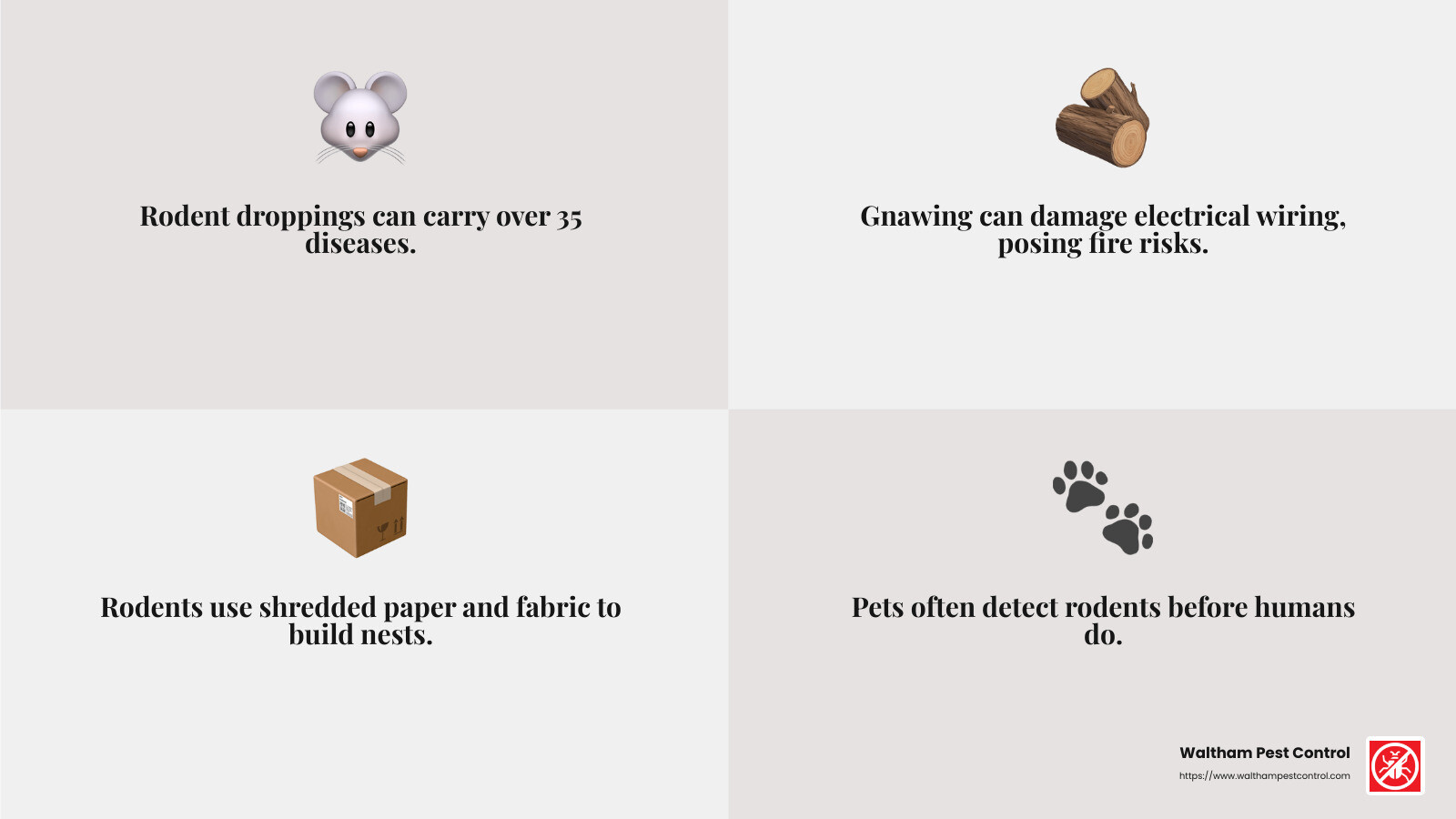 Pet behavior as an indicator of rodents - rodent removal near me infographic 4_facts_emoji_grey