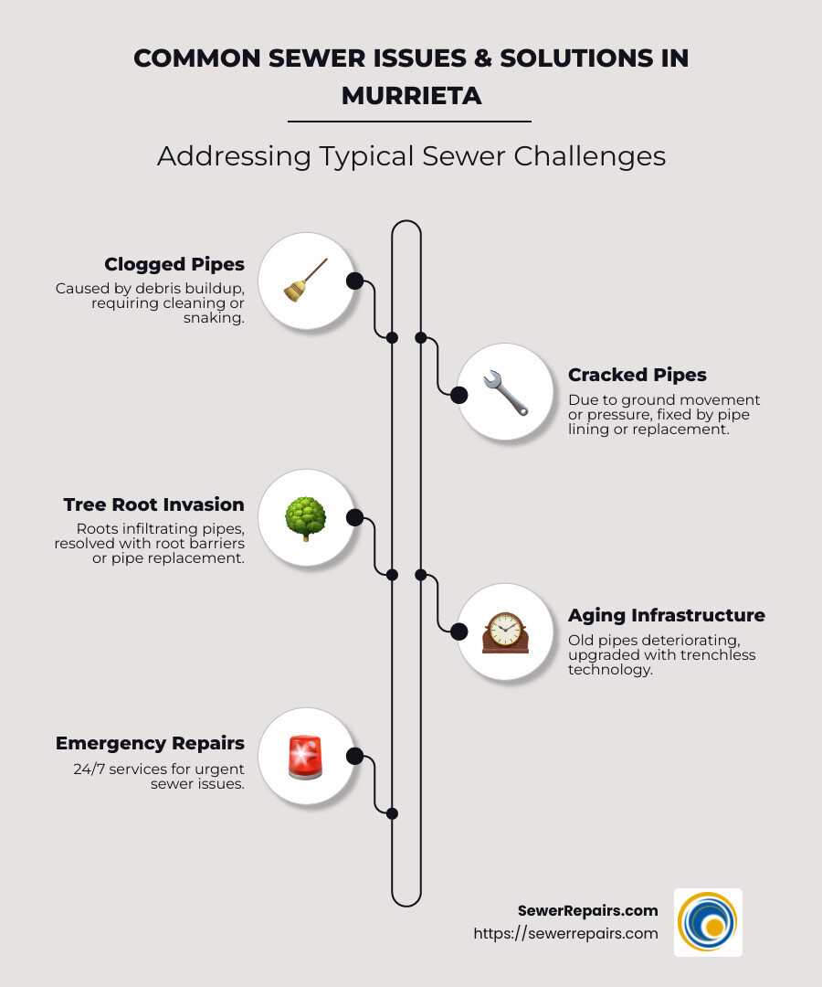 Infographic detailing common Murrieta sewer issues and solutions - murrieta sewer services infographic infographic-line-5-steps-neat_beige