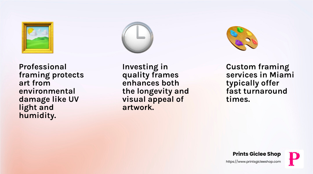 Professional framing protects art from damage and improves its visual appeal. - custom framing in miami infographic 3_facts_emoji_light-gradient Professional framing protects art from damage and improves its visual appeal. - custom framing in miami infographic 3_facts_emoji_light-gradient