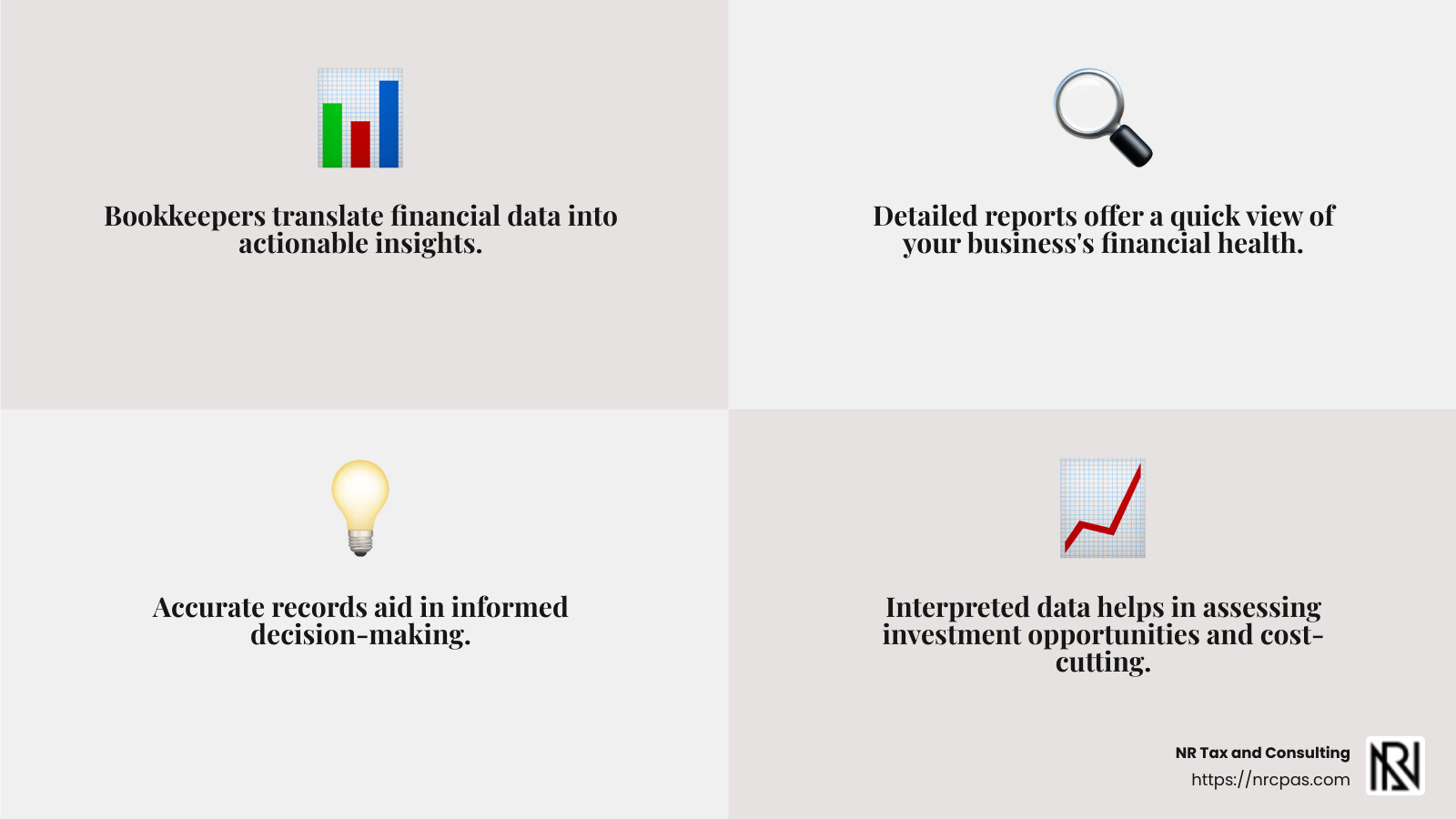Financial data interpretation - hire a bookkeeper infographic 4_facts_emoji_grey