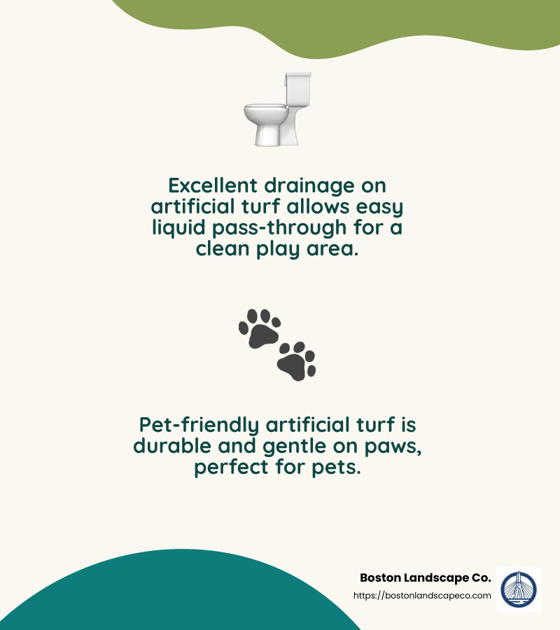 Artificial turf with drainage and odor control features - artificial turf pet friendly infographic 2_facts_emoji_nature