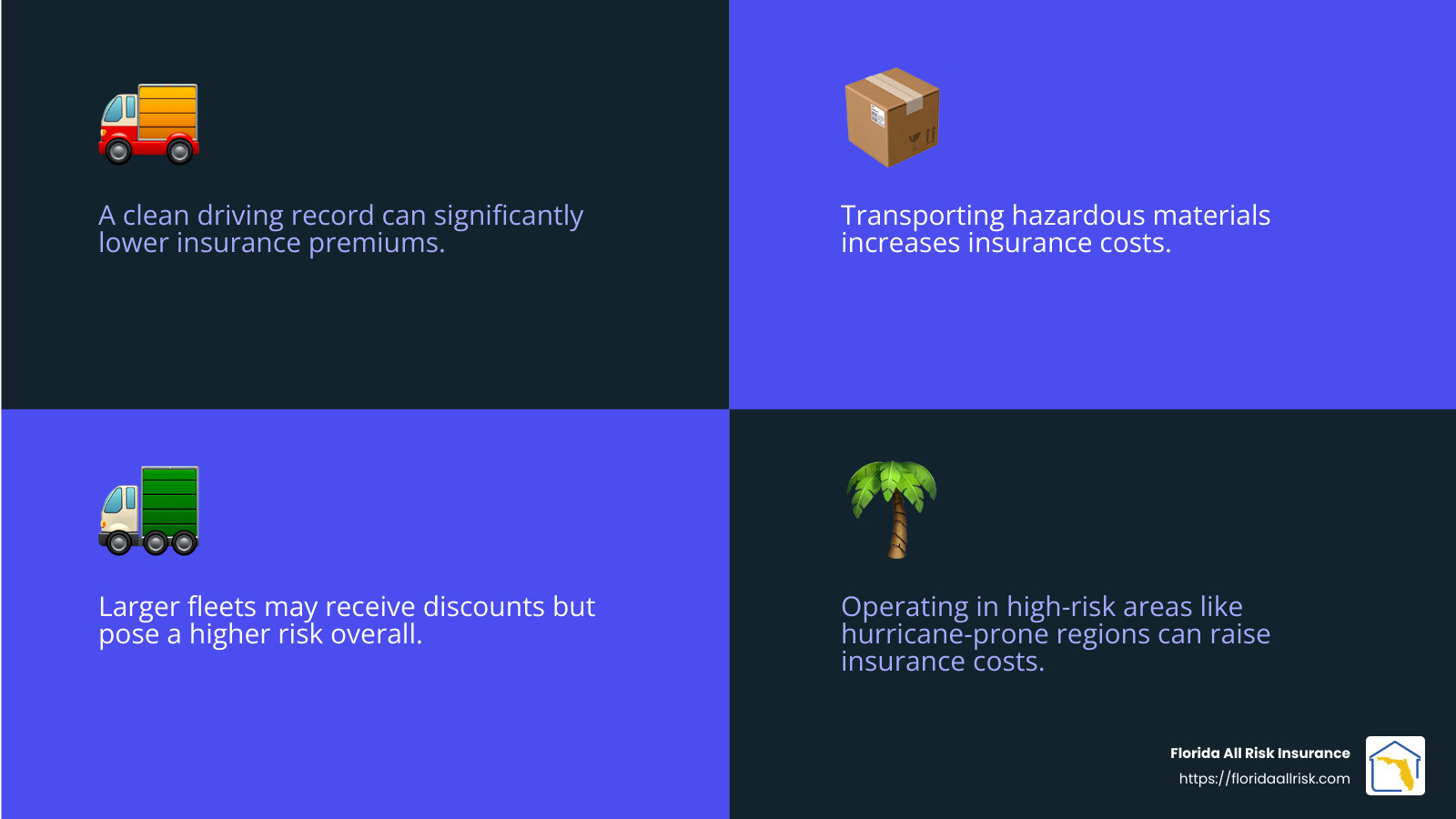 Factors Influencing Insurance Costs - Commercial truck insurance Florida infographic 4_facts_emoji_blue Factors Influencing Insurance Costs - Commercial truck insurance Florida infographic 4_facts_emoji_blue