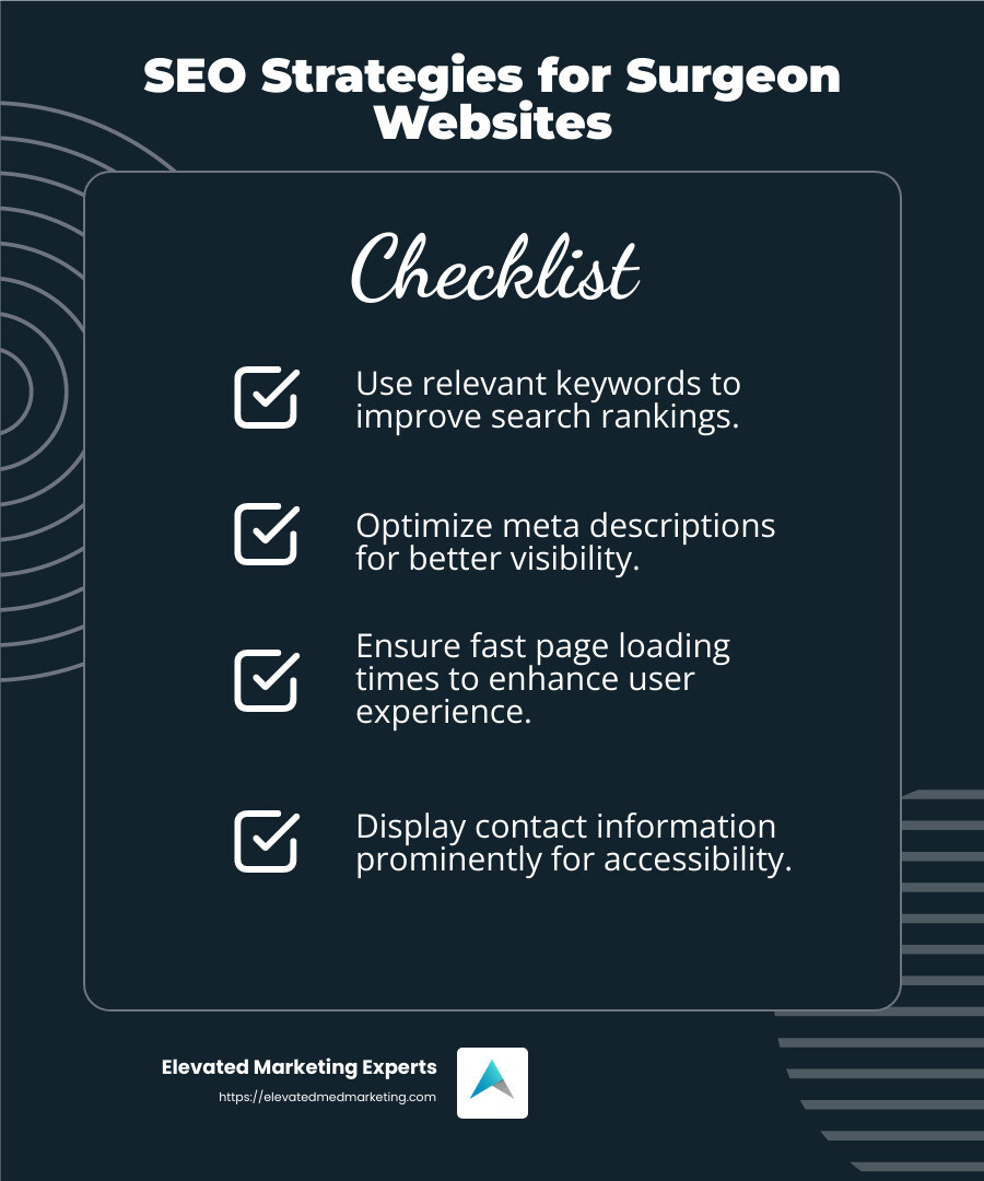 SEO impact on visibility - website design for surgeons infographic checklist-dark-blue SEO impact on visibility - website design for surgeons infographic checklist-dark-blue