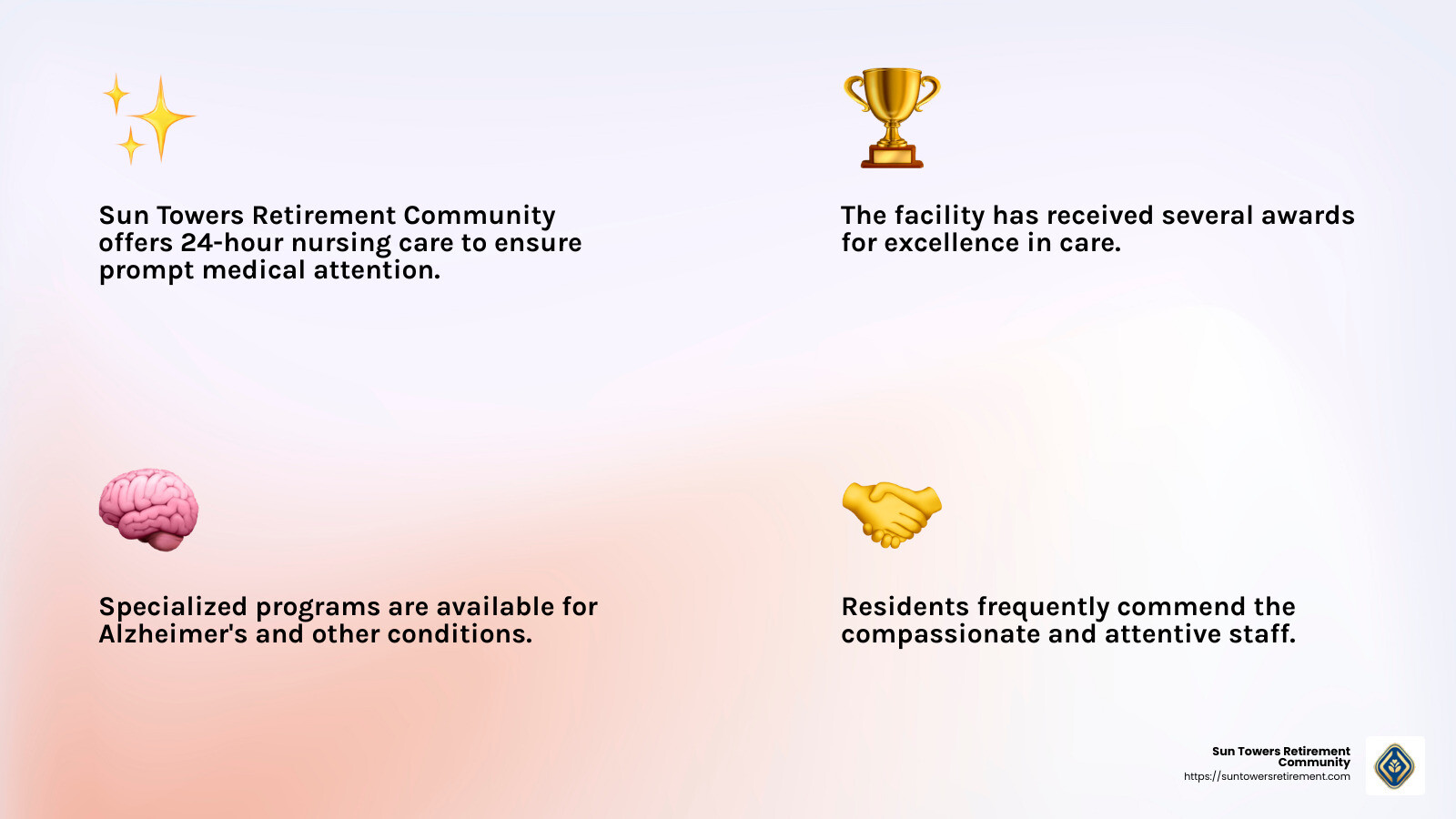 Resident satisfaction and award recognition - Skilled nursing facilities Florida infographic 4_facts_emoji_light-gradient