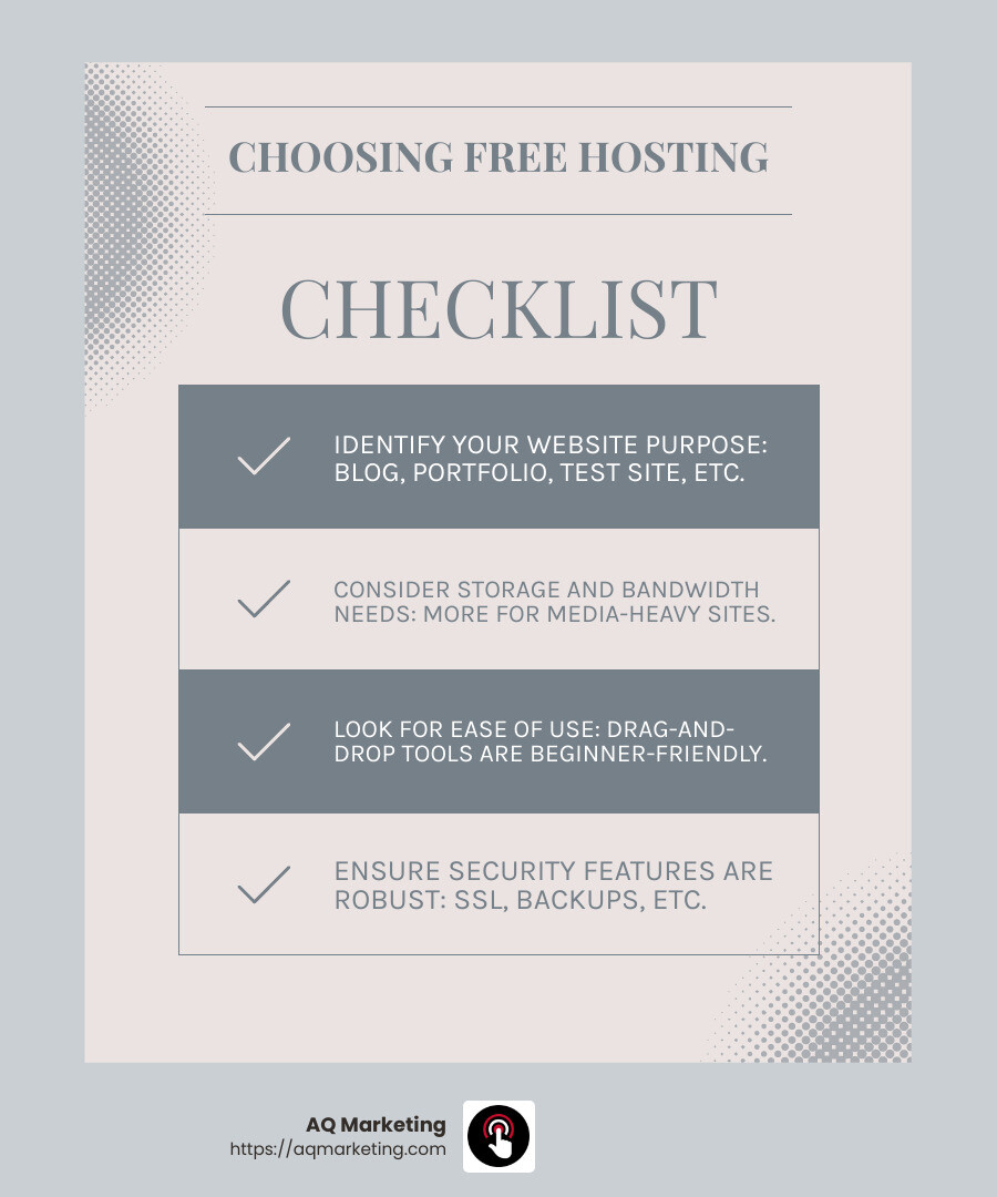 InfinityFree offers unlimited disk space, making it ideal for larger content needs. - free web hosting services infographic checklist-light-blue-grey