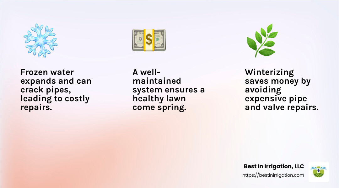 Cost savings from winterizing - winterizing a rainbird sprinkler system infographic 3_facts_emoji_light-gradient