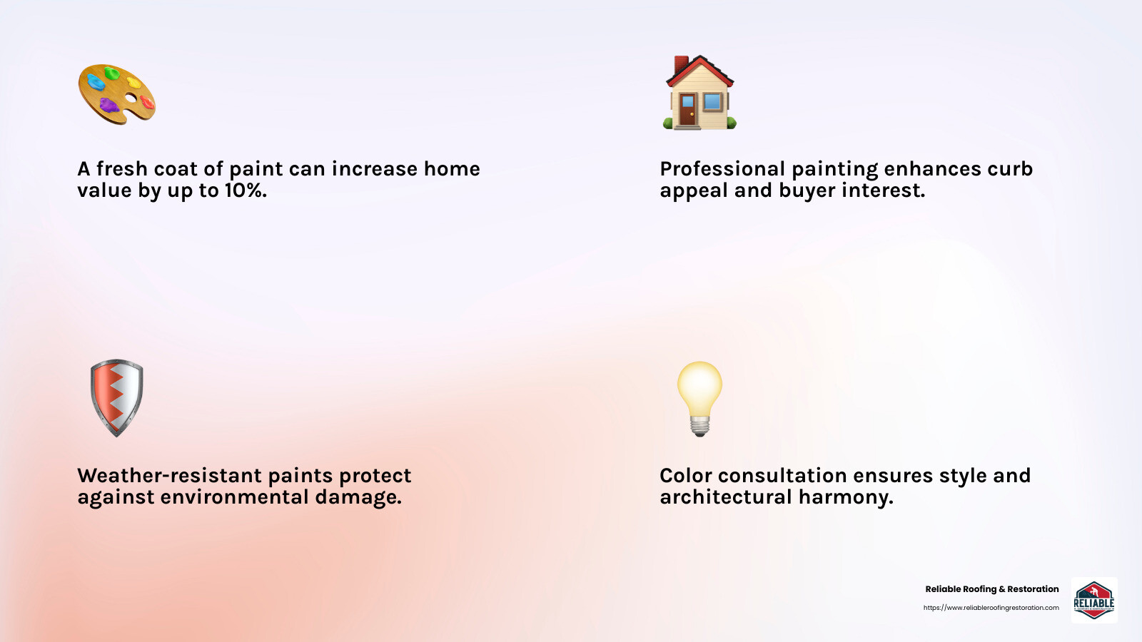 The impact of a fresh coat of paint on property value - painting contractors spring tx infographic 4_facts_emoji_light-gradient