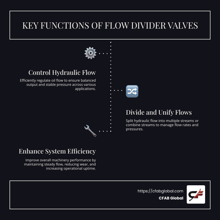 Comprehensive guide on flow divider valves and their applications - flow divider valves infographic infographic-line-3-steps-dark