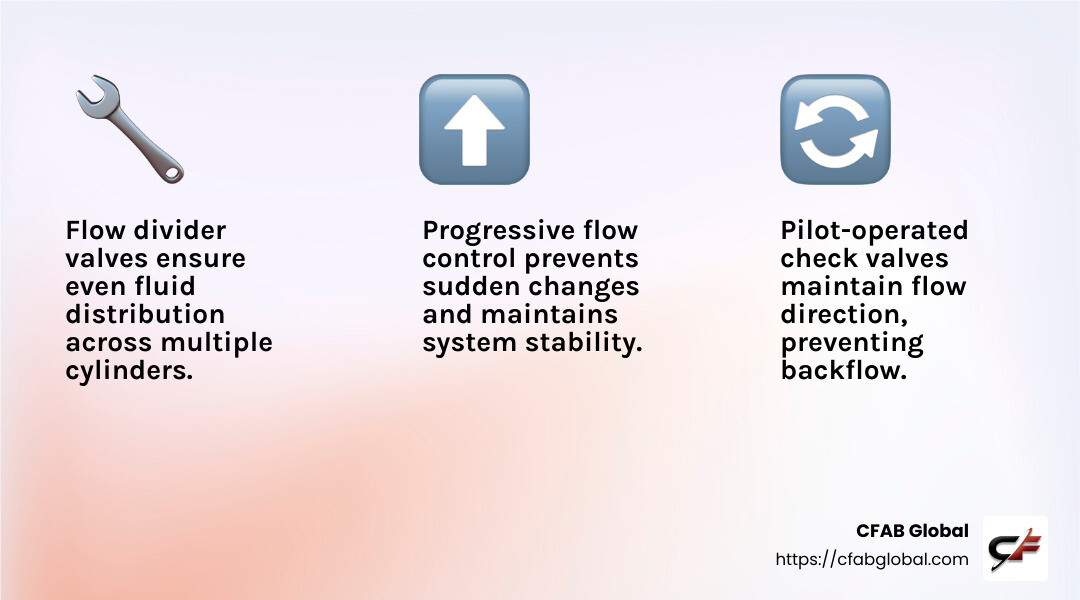 Flow Rate Control - flow divider valves infographic 3_facts_emoji_light-gradient