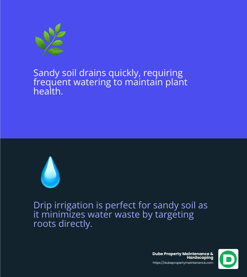 Drip irrigation is the best choice for sandy soil. - sprinkler irrigation near me infographic 2_facts_emoji_blue