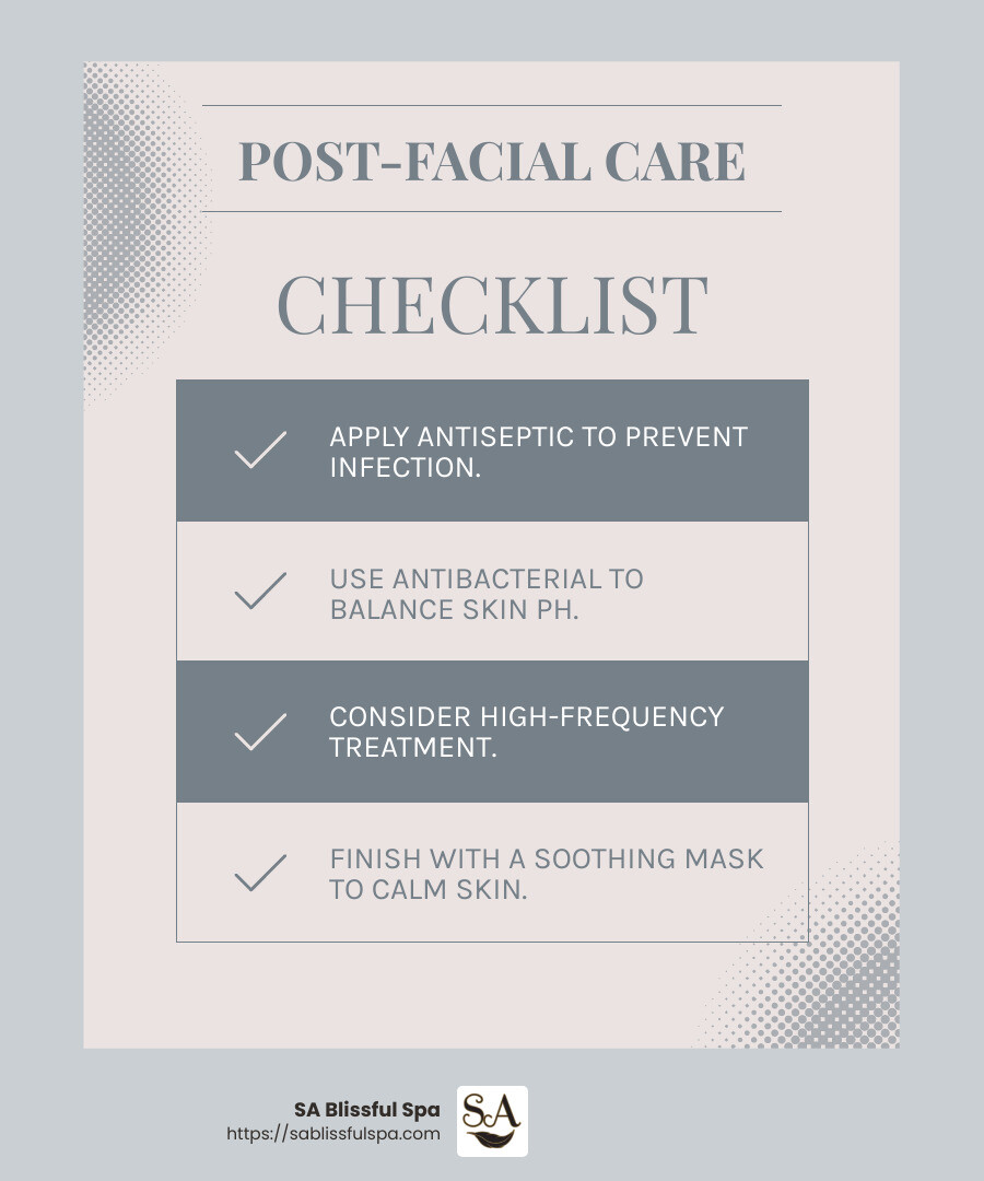 Facial extraction aftercare infographic - pore extraction facial infographic checklist-light-blue-grey