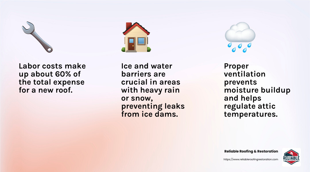 Reputable contractors provide warranties on labor and materials, ensuring peace of mind. - how much does a new roof cost infographic 3_facts_emoji_light-gradient