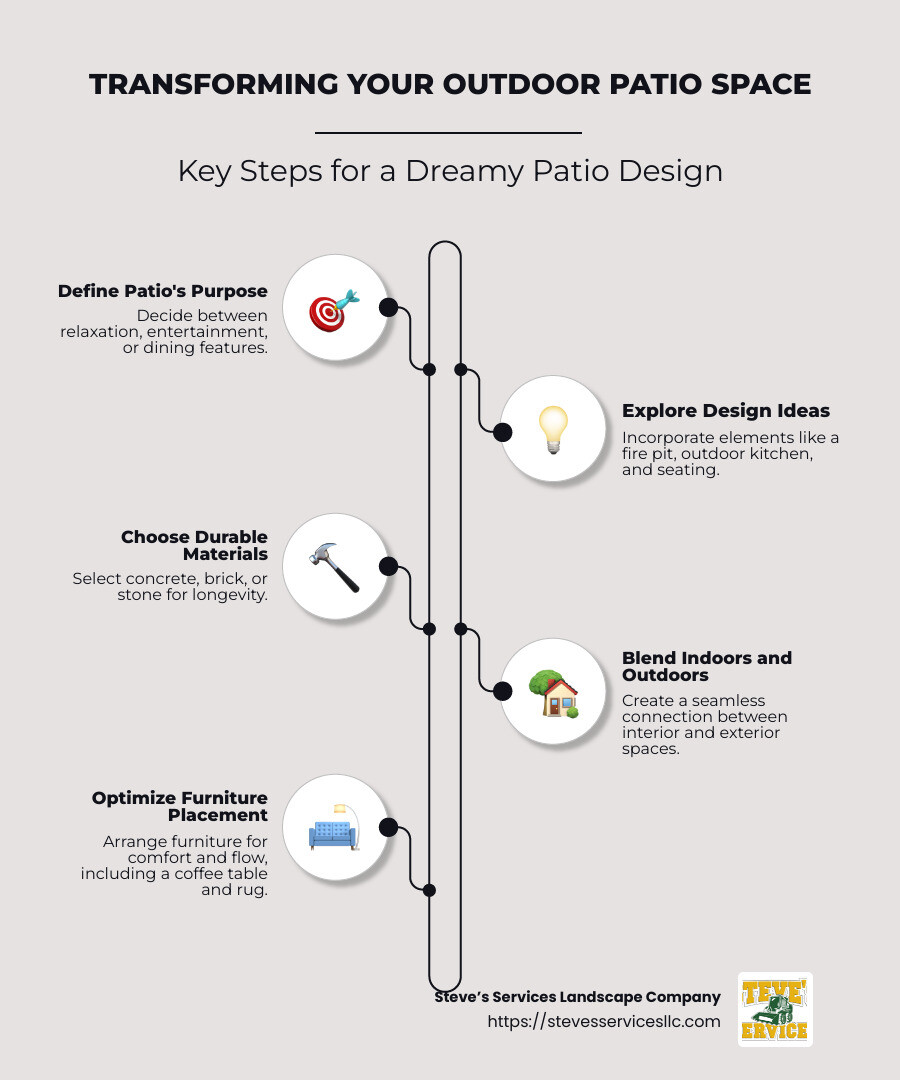 Overview of Outdoor Patio Design Elements - outdoor patio design infographic infographic-line-5-steps-neat_beige
