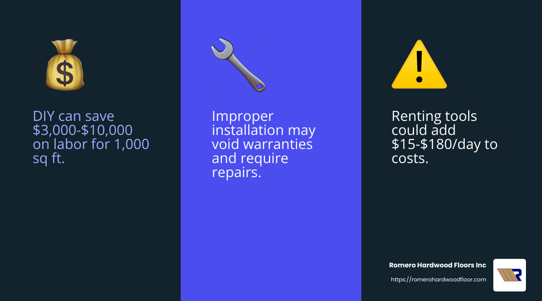 Potential Pitfalls of DIY Installation - Hardwood floors installation cost infographic 3_facts_emoji_blue