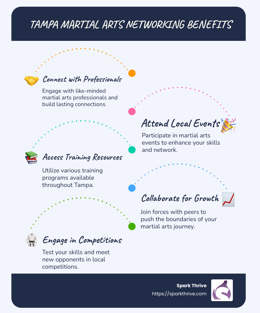 Tampa martial arts networking infographic - Tampa martial arts networking infographic infographic-line-5-steps-blues-accent_colors