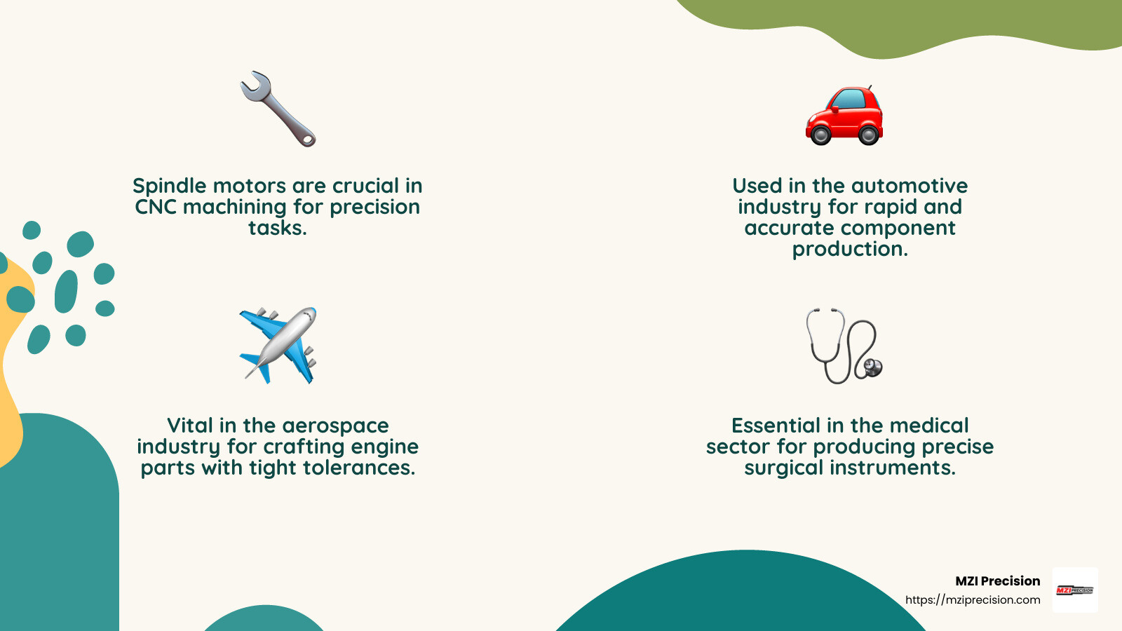 Precision and Efficiency in Spindle Motors - Electric spindle motor repair infographic 4_facts_emoji_nature