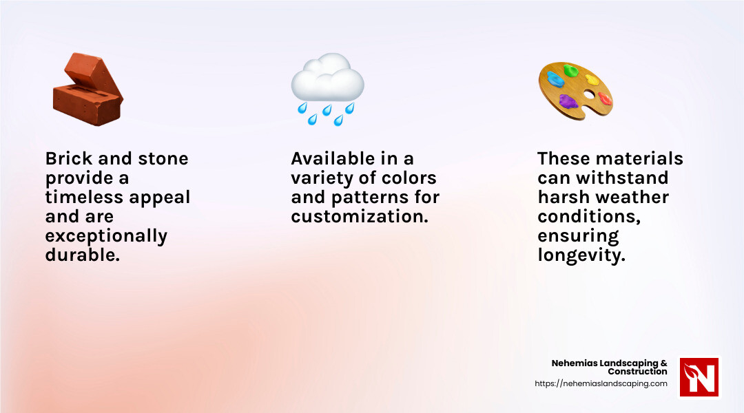 Brick and stone durability - patio installation services infographic 3_facts_emoji_light-gradient