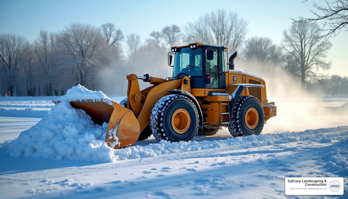 Loader carrying snow - snow plowing walpole ma