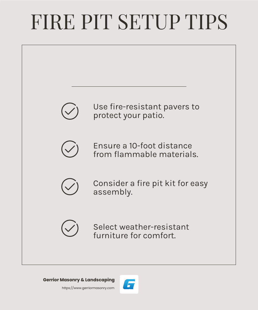 Fire pit kit assembly instructions - pavers patios infographic checklist-light-beige