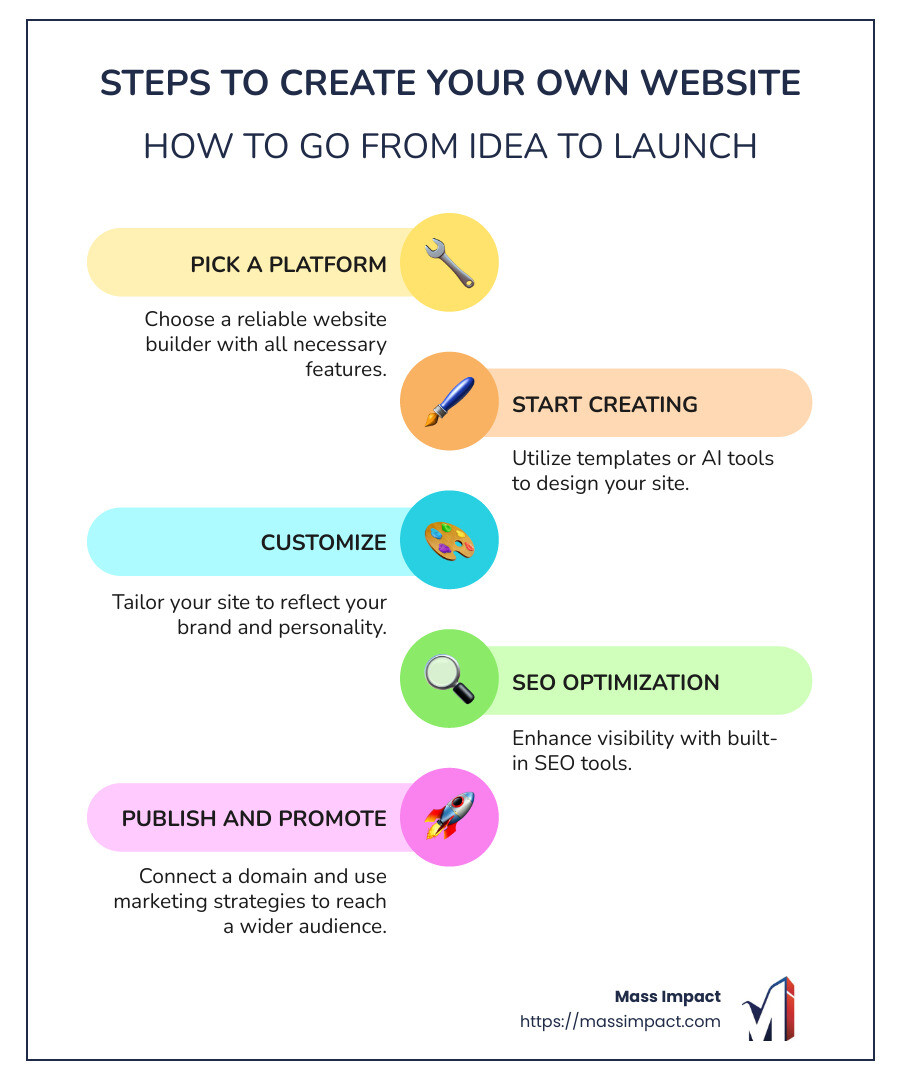 Infographic on steps to create a website - creator web site infographic infographic-line-5-steps-colors