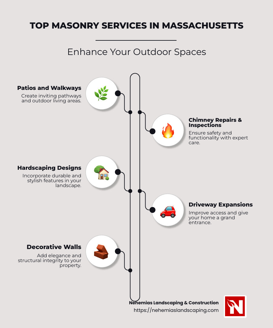 Overview of Top Masonry Services in Massachusetts - masonry services Massachusetts infographic infographic-line-5-steps-neat_beige