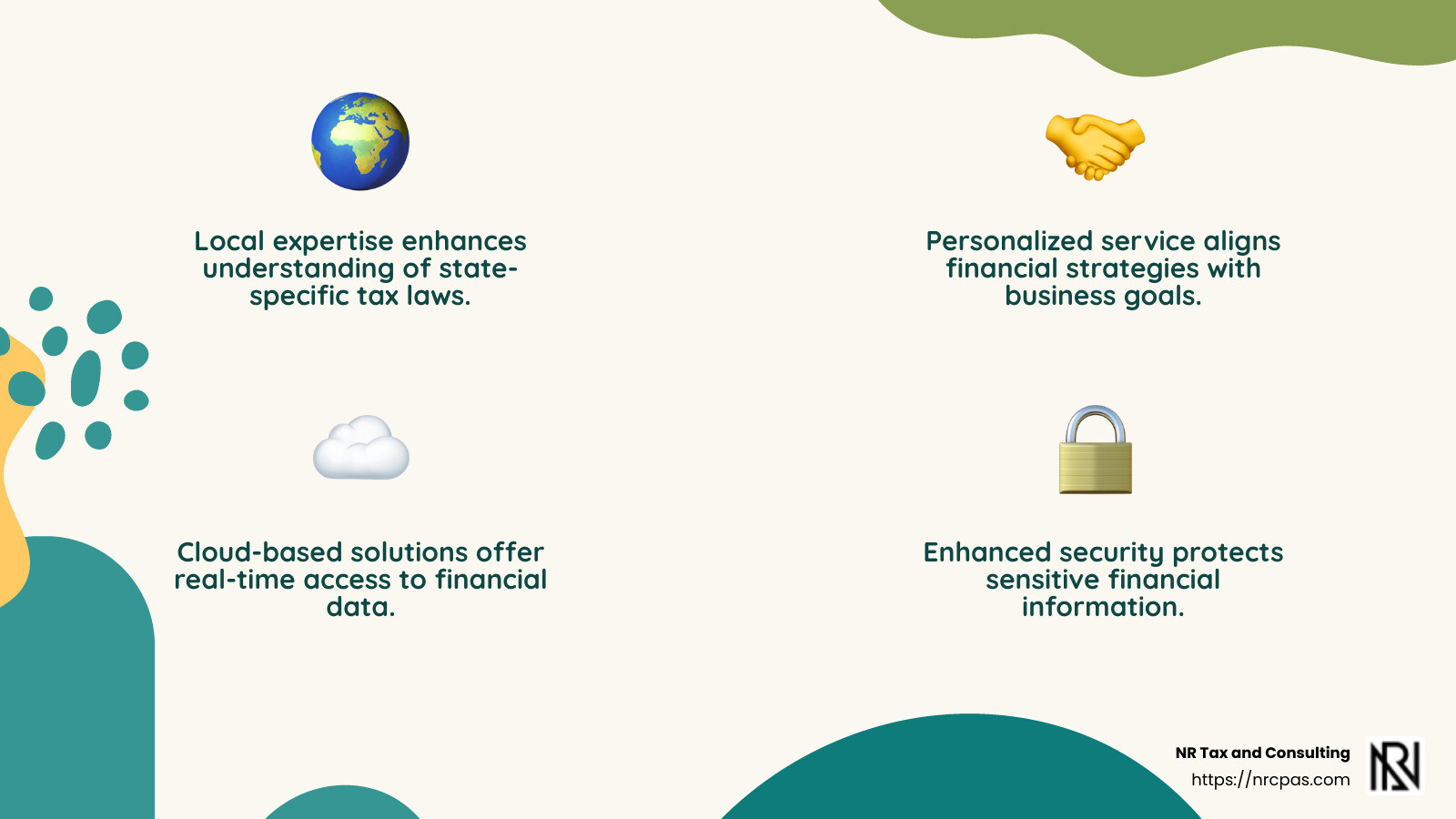 Local expertise and personalized service are key to finding the best bookkeeping services near you. - best bookkeeping services near me infographic 4_facts_emoji_nature