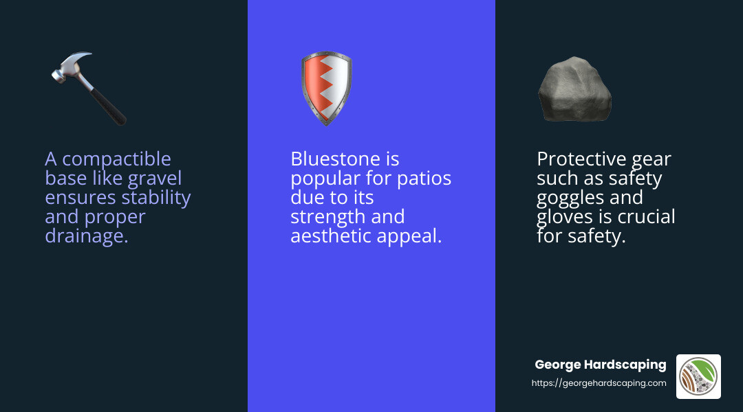 Cost comparison of stone types - Stone patio installation infographic 3_facts_emoji_blue