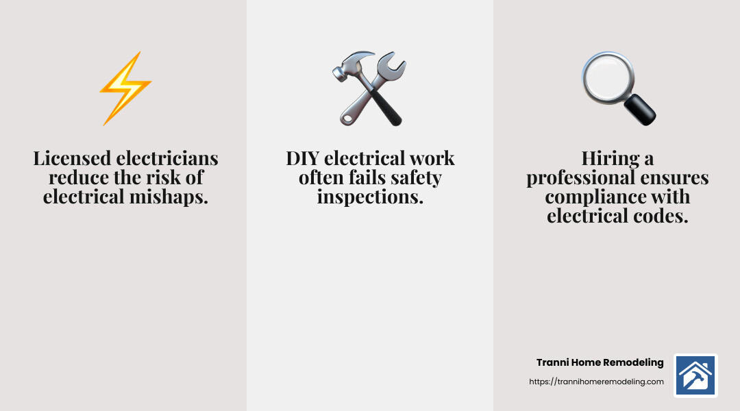 Hiring a licensed electrician ensures safety and compliance with local regulations. - reliable electrician near me infographic 3_facts_emoji_grey