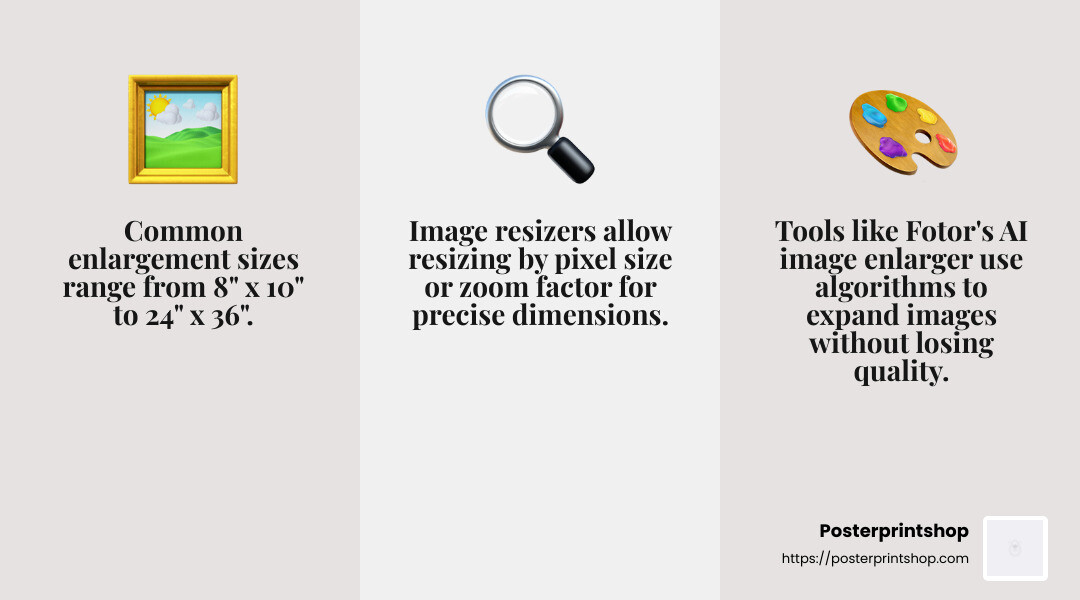 Understanding Photo Enlargement Sizes Online - photo enlargement sizes online infographic 3_facts_emoji_grey