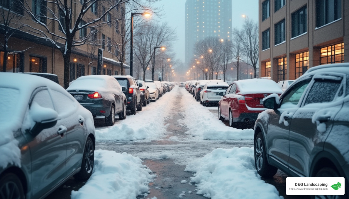 Snowy commercial parking lot - commercial plowing contract