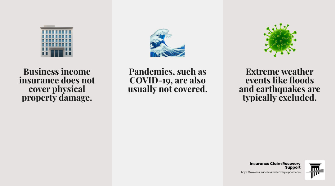 Pandemics are excluded from most business income insurance policies. - business income insurance infographic 3_facts_emoji_grey
